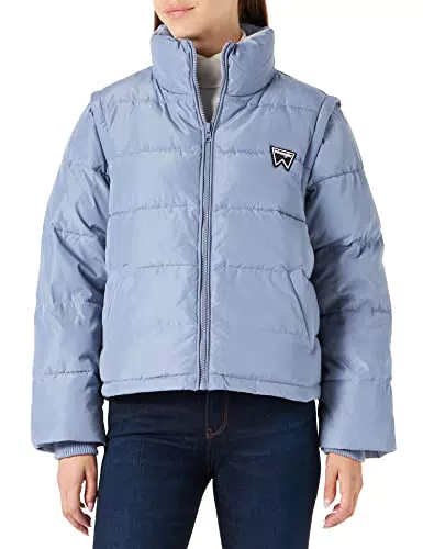 Wrangler Short Puffer Giacca, Stone Wash Blue, XX-Small da Donna