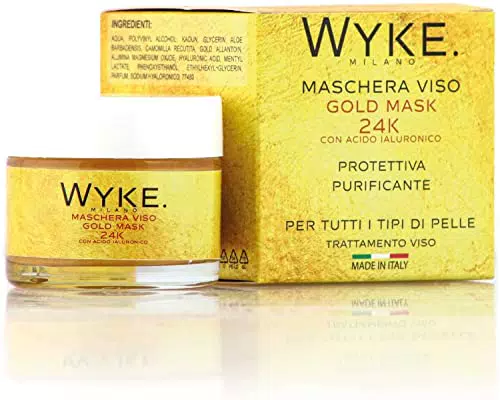 WYKE.MILANO - GOLD MASK 24K CON ACIDO IALURONICO, Maschera Viso Punti Neri