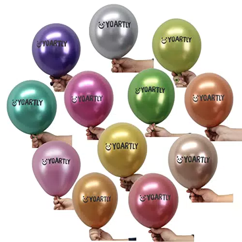 YoArtly - 100 Palloncini Colorati Metallici, 12 colori Assortiti