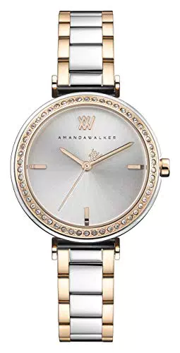 Amanda Walker Orologio Al quarzo Donna, misura cassa 32.00mm con quadrante Argento Analogico e cinturino Multicolore in Acciaio inossidabile AW008TTSL