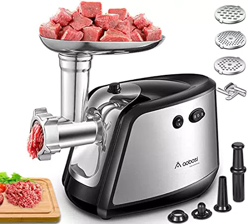 Aobosi Tritacarne Elettrico 3-IN-1 Tritacarne con 3 piastre di macinazione in acciaio inossidabile