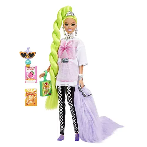 Barbie Extra Bambola Snodata con Lunghissimi Capelli Verde Fluo