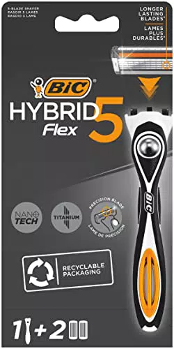 BIC Hybrid 5 Flex - Kit rasoio da uomo, ricaricabile