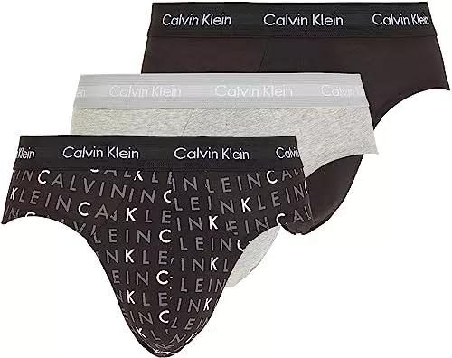 Calvin Klein 3 Slip di cotone da uomo, bianco/nero/grigio, M