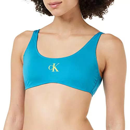 Calvin Klein Top Bikini a Bralette Donna Imbottito, Blu