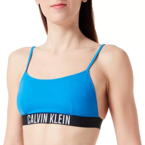Calvin Klein Top Bikini a Bralette Donna Imbottito, Blu