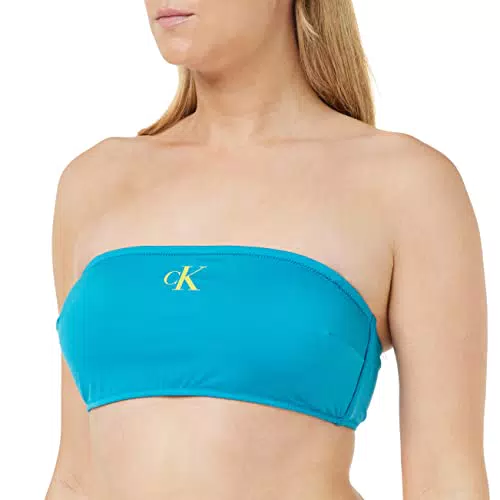Calvin Klein Top Bikini a Fascia Donna Imbottito, Blu