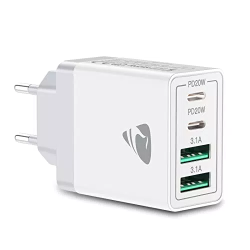 Caricatore Rapido USB C 40W 4Porto Presa Caricatore USB Multipla PD & QC3.0 Carica Cellulare