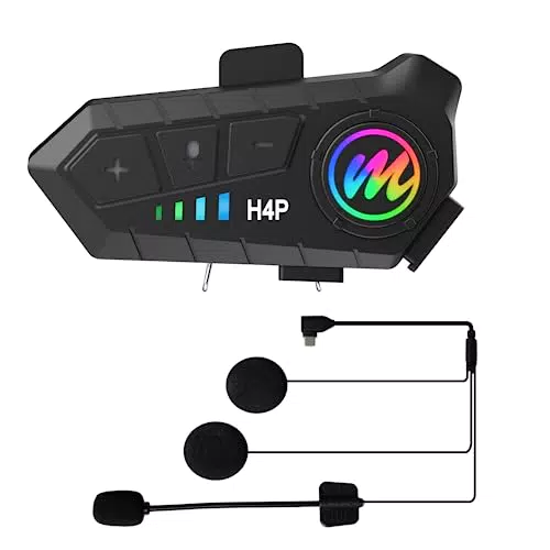 Casco Moto Auricolare, Moman H4 Plus Cuffie per Caschi da Moto Motocicletta Bluetooth 5.0 Impermeabile IPX6 Cancellazione del rumore Collega 2 Telefoni