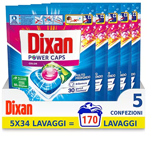 Dixan Power Caps Color, Detersivo Lavatrice in Capsule, 170 lavaggi