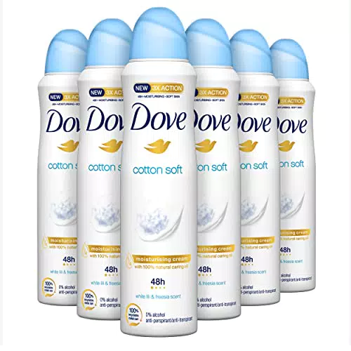 Dove, Deodorante Spray Cotton Soft, con 1/4 Crema Idratante