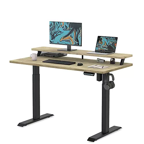 Fenge Scrivania Elettrica con Cassetto 118x60cm Scrivania in Piedi Regolabile in Altezza con 3 Tastiere a Memoria Automatica e USB
