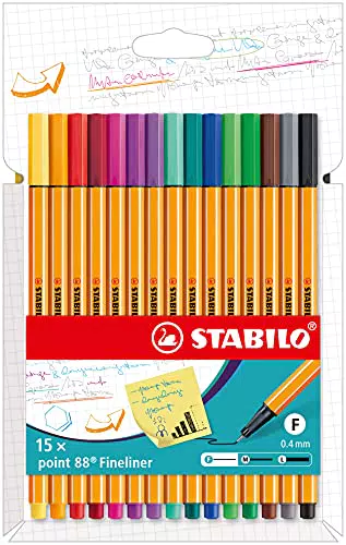 Fineliner - STABILO point 88 - Astuccio da 15 - Colori assortiti
