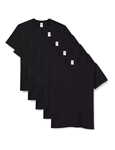 Fruit of the Loom, maglia a manica corta, nero, 5 pezzi