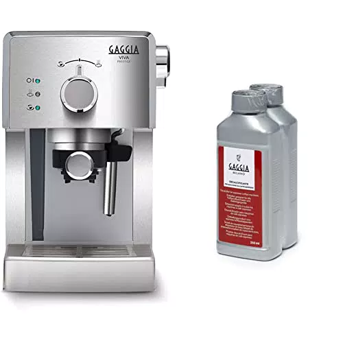 Gaggia RI8437/11 Viva Prestige Macchina da Caffè Espresso Manuale + Decalcificante RI9111/60, 2 pezzi