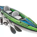 Intex K2 Challenger Kayak 2 Person Inflatable Canoe with Aluminum Oars and Hand Pump