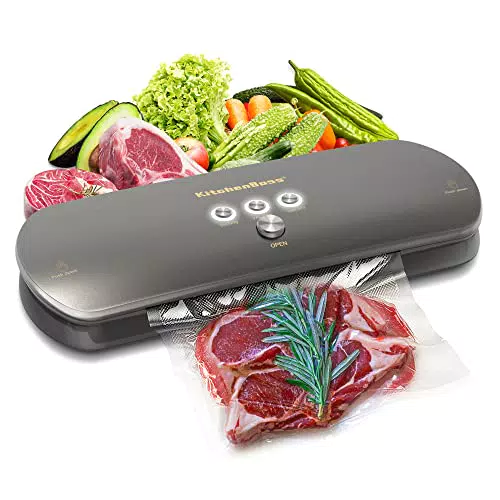 KitchenBoss Sottovuoto Alimenti Macchina Sottovuoto Alimenti: Macchina Sottovuoto Professionale Macchinetta Sottovuto Automatica Per Alimenti Secchi e Umidi Fino a 8 Volte Più Freschi Con 5 Sacchetti