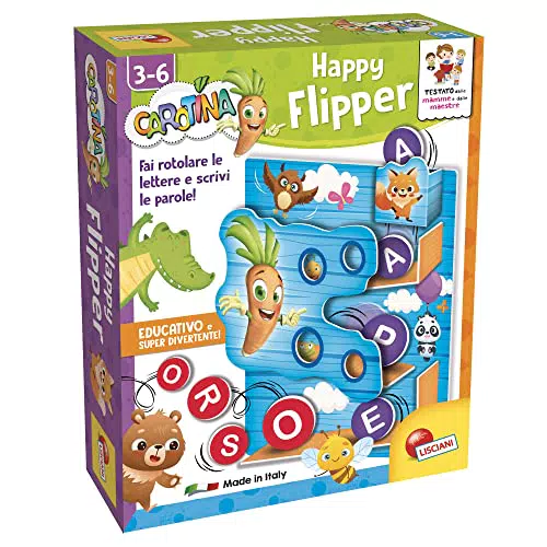 Lisciani Giochi- Carotina Happy Flipper, Gioco Action per Imparae Le Prime Paroline