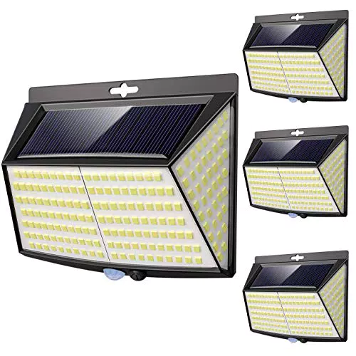 Faretti Solari a Led da Esterno con Sensore di Movimento IP65, 4 pezzi, nero