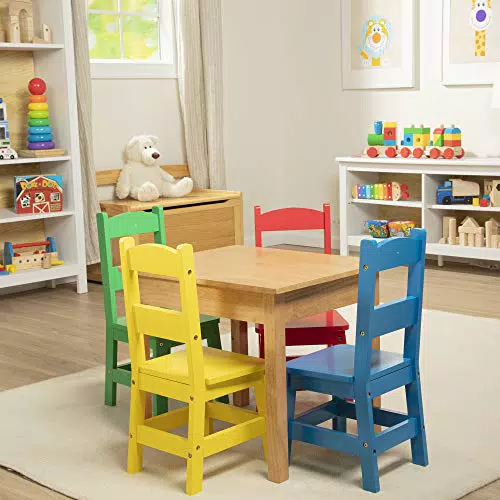 Melissa & Doug - Set 4 Sedie Colorate e 1 Tavolo in Legno