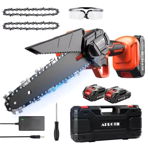Mini Motosega a Batteria Portatile, APROTII 6 Pollici Sega a Batteria per Potatura con Caricatore