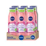NIVEA Doccia Rinfrescante Fresh Smoothies Lampone & Mirtillo in confezione da 6 x 300 ml