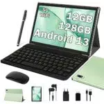 Oangcc Tablet 10 Pollici 128 GB, con Tastiera e Mouse, Verde