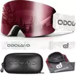 Odoland Kit di Maschera da Sci con Scatola, Maschera Snowboard Cilindrici Ampia Vista Anti-Nebbia Protezione UV
