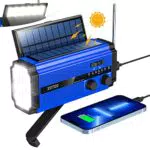 Olycism Radio Solar 5000mAh Radio a Manovella solare di Emergenza radio solare meteorologica portatile Power Bank USB Radio Portatile Torcia Allarme SOS Impermeabile per Escursioni Campeggio