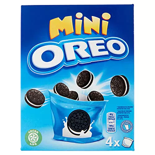 Oreo Original Mini, Piccoli Biscotti al Cacao Ripieni di Crema al Gusto Vaniglia