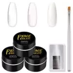 PEACECOLOR U V Ricostruzione Unghia Gel 3pz Bianco Rosa Trasparente Soak off U V Costruttore Gel 20 pz Unghia Forme e Unghia Pennello per Unghie Builder