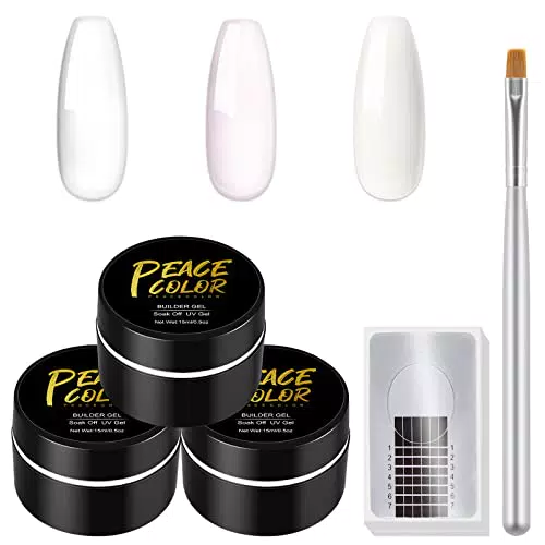 PEACECOLOR U V Ricostruzione Unghia Gel 3pz Bianco Rosa Trasparente Soak off U V Costruttore Gel 20 pz Unghia Forme e Unghia Pennello per Unghie Builder