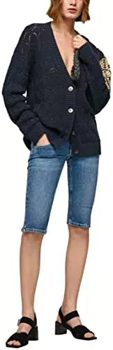 Pepe Jeans Venus Crop, Pantaloncini bermuda Donna, Blu