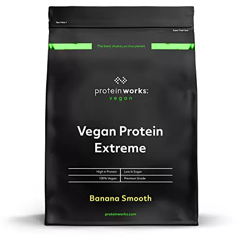 Protein Works - Proteina Vegana Extreme In Polvere - 100% a Base Vegetale - 5 Fonti Proteiche ​​- Vitamine e Minerali Aggiunti - 14 Agitare - Banana Vellutata - 1kg