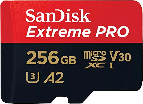 SanDisk 256GB Extreme PRO scheda microSDXC + adattatore SD + RescuePro Deluxe fino a 200 MB/s con prestazioni app A2 UHS-I Class 10 U3 V30