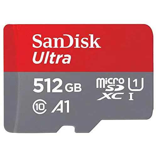 SanDisk Ultra 512 GB microSDXC Memory Card + SD Adapter with A1 App Performance Up to 100 MB/s