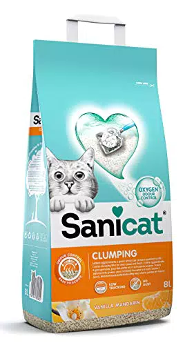 Sanicat Clumping, Lettiera agglomerante per gatti, con Fragranza Vaniglia e Mandarino