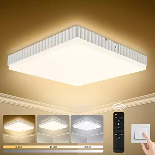 SOLMORE Lampada da Soffitto, LED Bagno Luce Telecomando Dimmerabile 24W