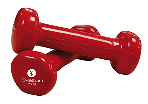Sveltus-Set di 2 manubri da 500 g, Colore: Rosso