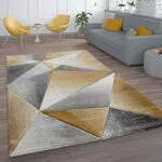 Tappeto Salotto Pelo Corto Motivo Geometrico Diamante Moderno con Effetto 3D