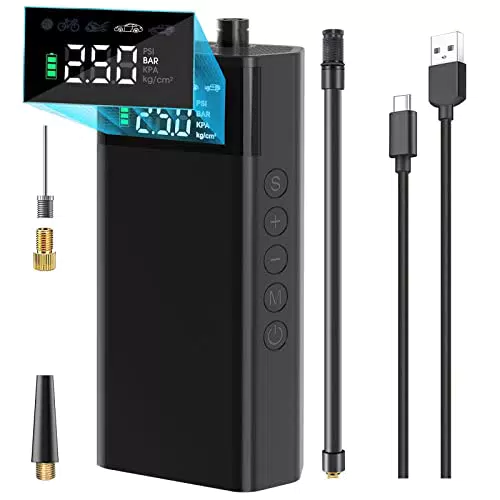 tEokEibEno Compressore Aria per Bici, Digitale, 2 * 2000mAh a Batteria