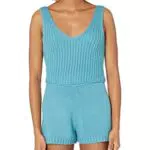 The Drop Sylvie, Canotta Corta in Maglia a Costine con Doppio Scollo a V da Donna