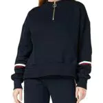 Tommy Hilfiger Felpa con Cerniera Donna Mezza Zip, Blu