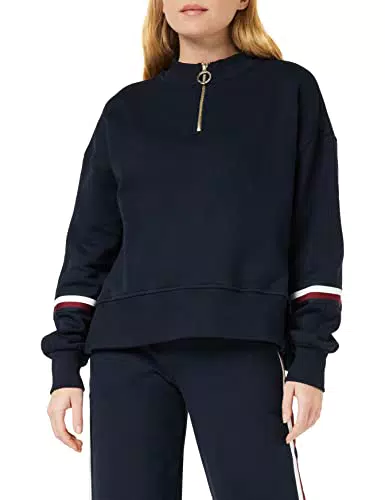 Tommy Hilfiger Felpa con Cerniera Donna Mezza Zip, Blu