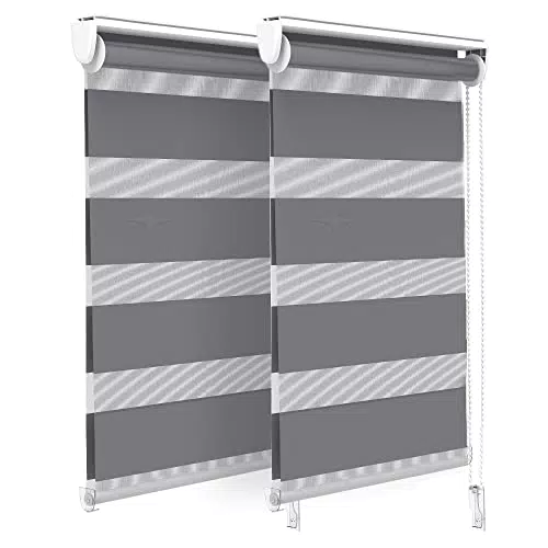 VOUNOT Set di 2 Tenda a Rullo Doppia Strato Oscurante Giorno e Notte