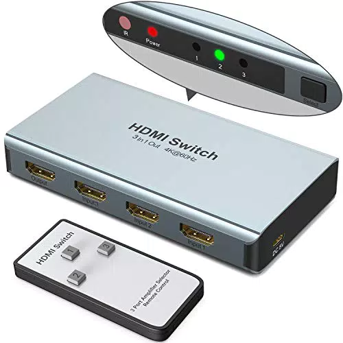 WENTER Switch HDMI 3 in 1, 4K 60hz HDMI Switch FULL HD con Telecomando IR
