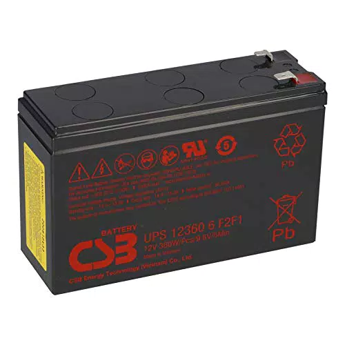 WSB Battery CSB UPS123606 F2F1 - Batteria al piombo ad alta corrente UPS UPC 12 V 7 Ah