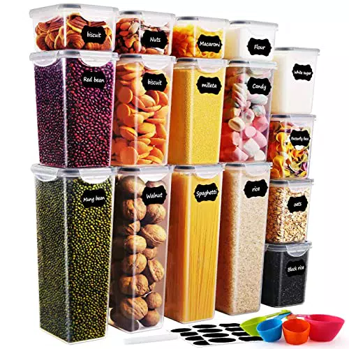 16 Set di Contenitori per Alimenti, Senza BPA, con Coperchi Durevoli