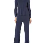 Amazon Aware Pigiama in cotone modal con camicia a maniche lunghe, M, blu