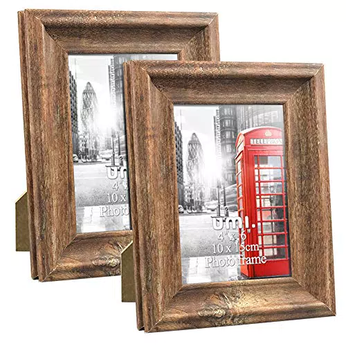 Amazon Brand - Umi Cornice Foto per Formato 10x15 Stile Rustico da Parete e Tavolo